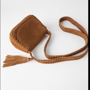 Zara suede crossbody bag with tassel